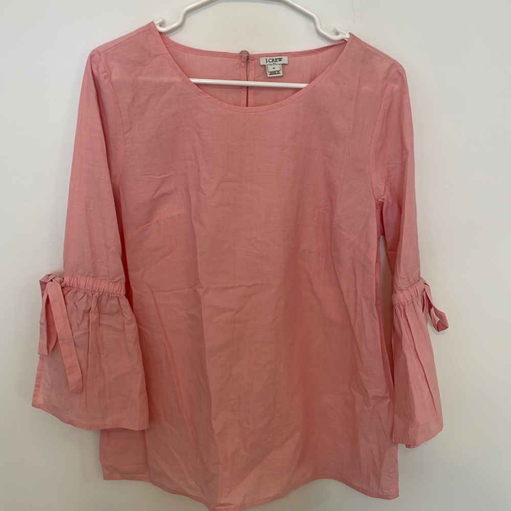 JCrew Long Sleeve Tie Blouse Pink Size M